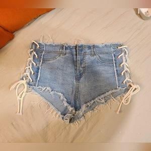 Forver 21 lace up Jean shorts